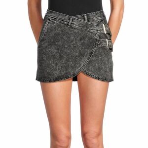 NWT WeWoreWhat Acid Wash Denim Mini Wrap Skirt
